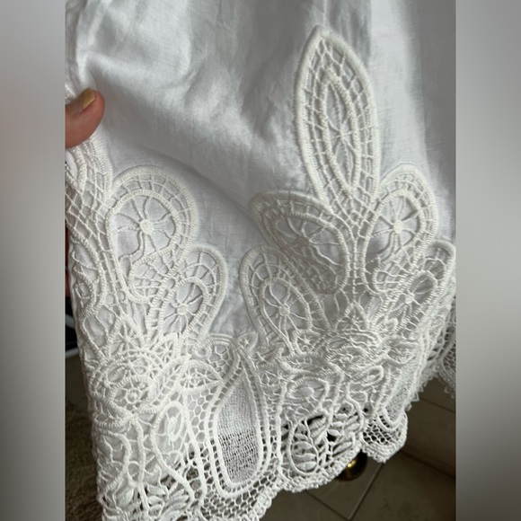 NWT Chico's Embroidered Lace Cutout Top white cotton blouse size3 vneckpullover - Picture 4 of 8